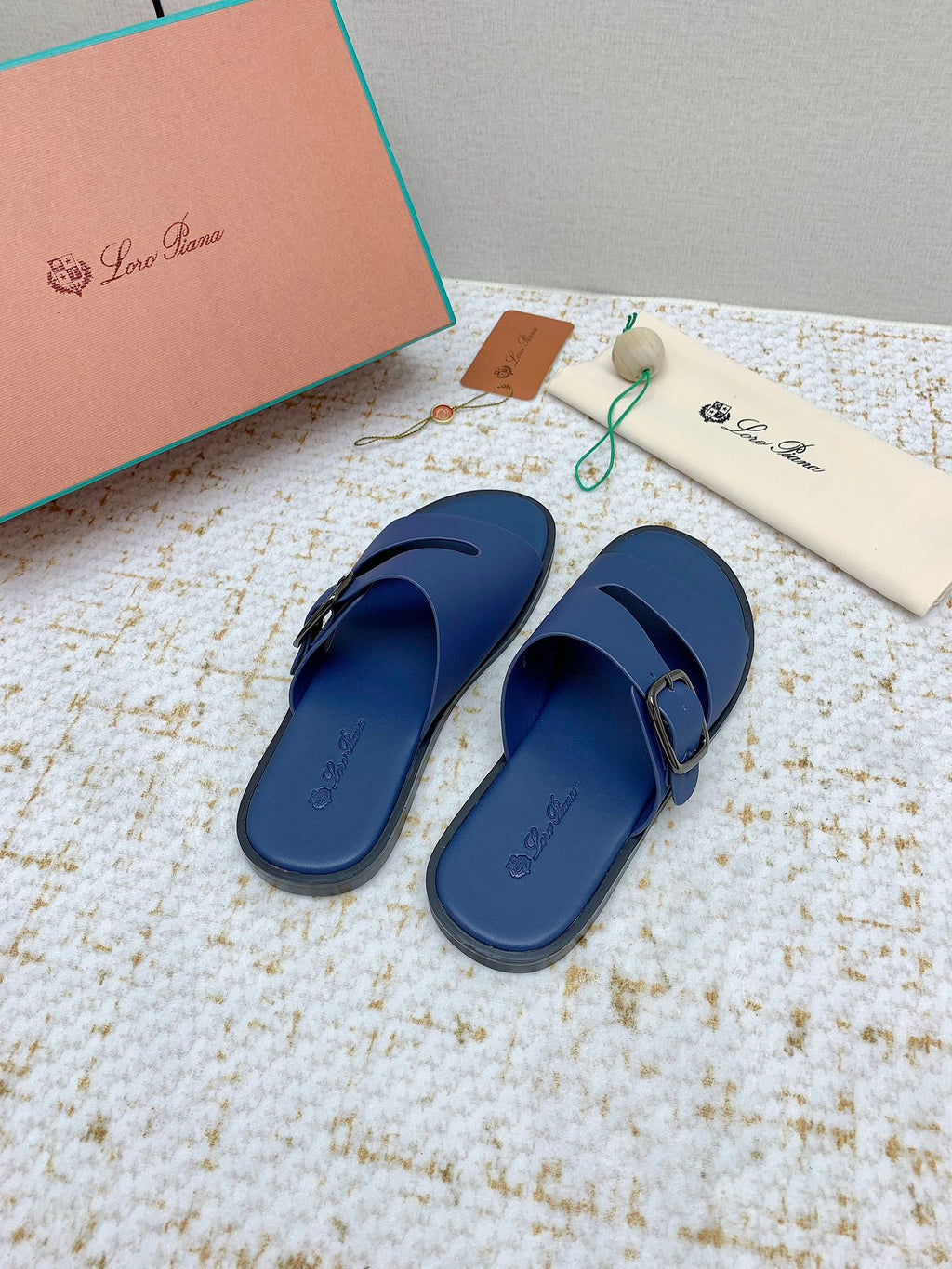 LP Men Sandals In Classic Blue Calfskin