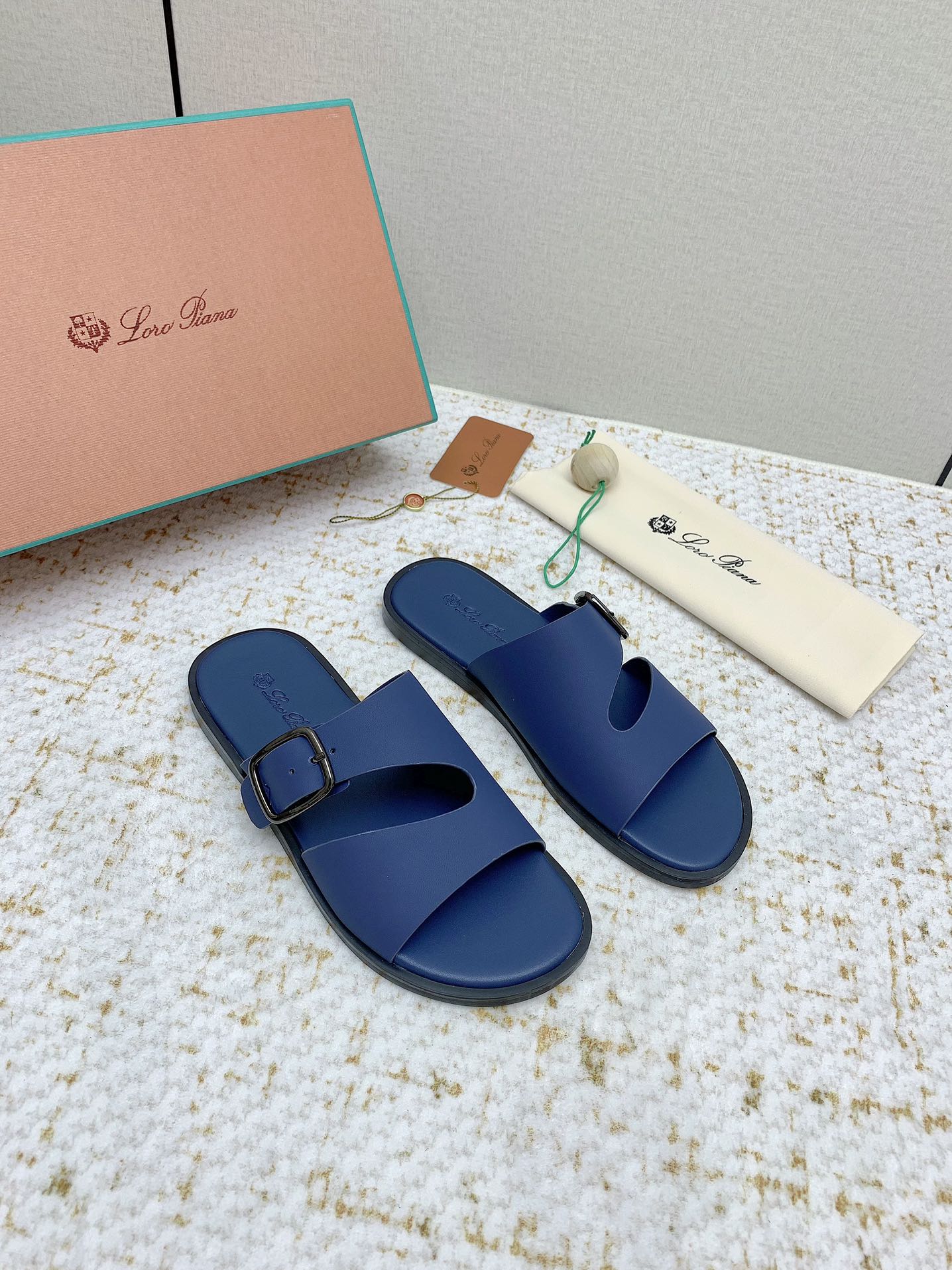 LP Men Sandals In Classic Blue Calfskin
