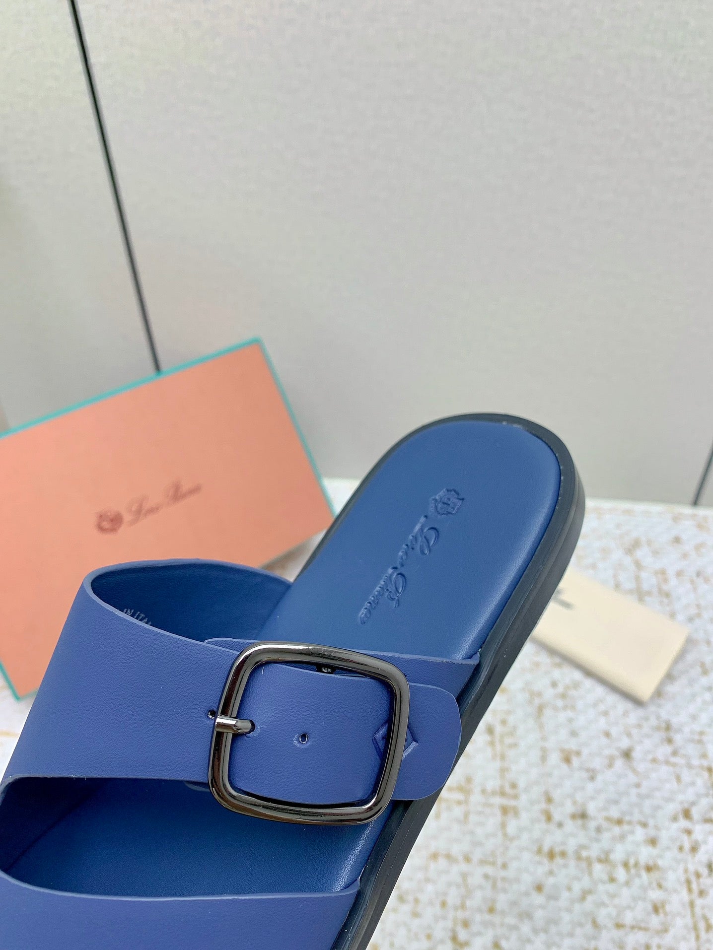 LP Men Sandals In Classic Blue Calfskin
