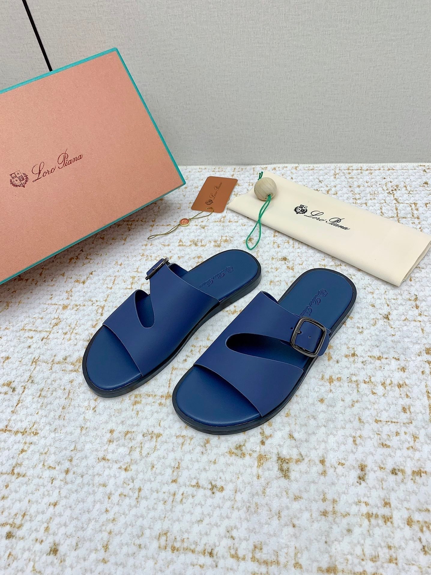 LP Men Sandals In Classic Blue Calfskin