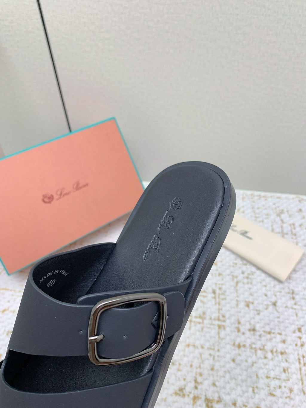 LP Men Sandals In Classic Black Calfskin
