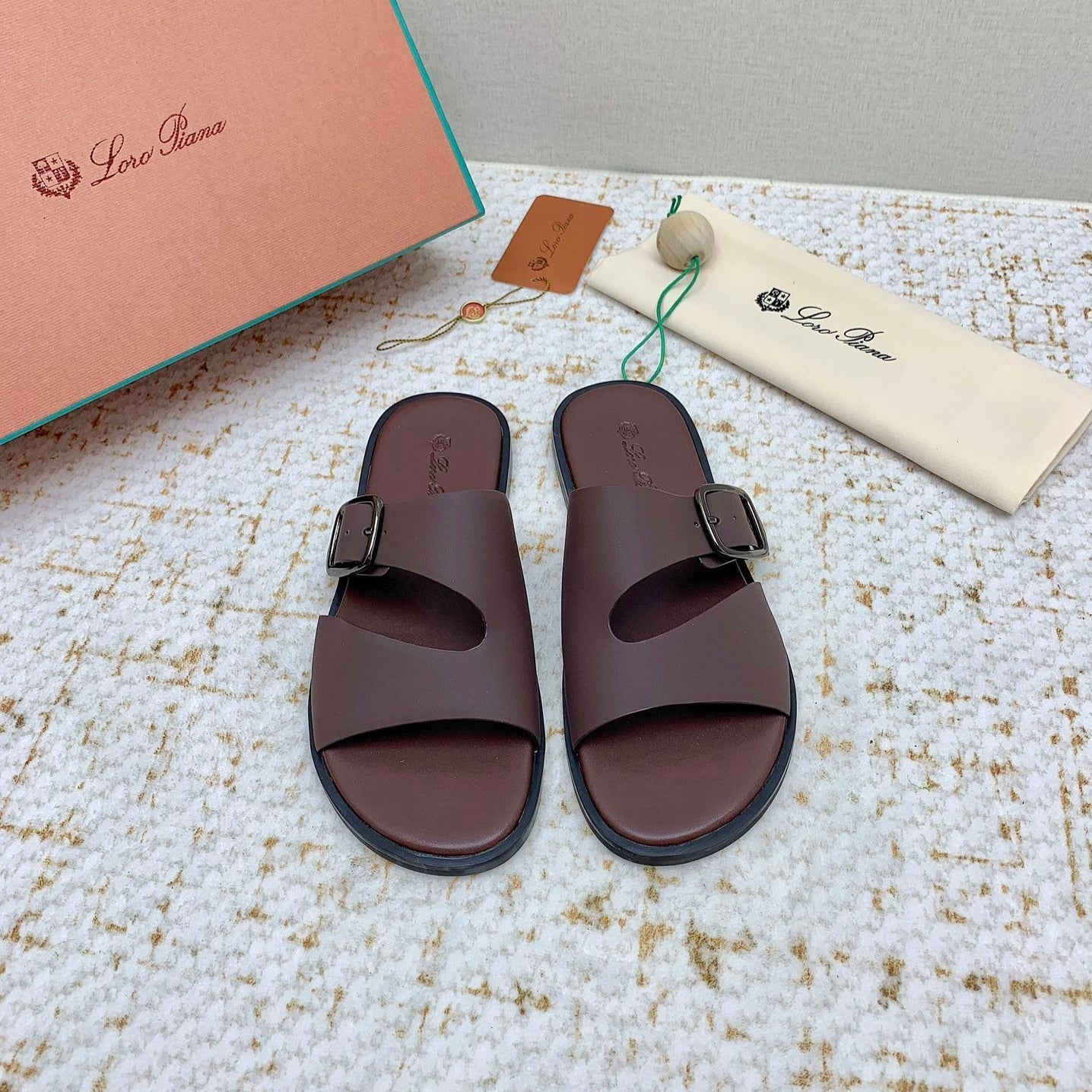 LP Men Sandals In Classic Brown Calfskin