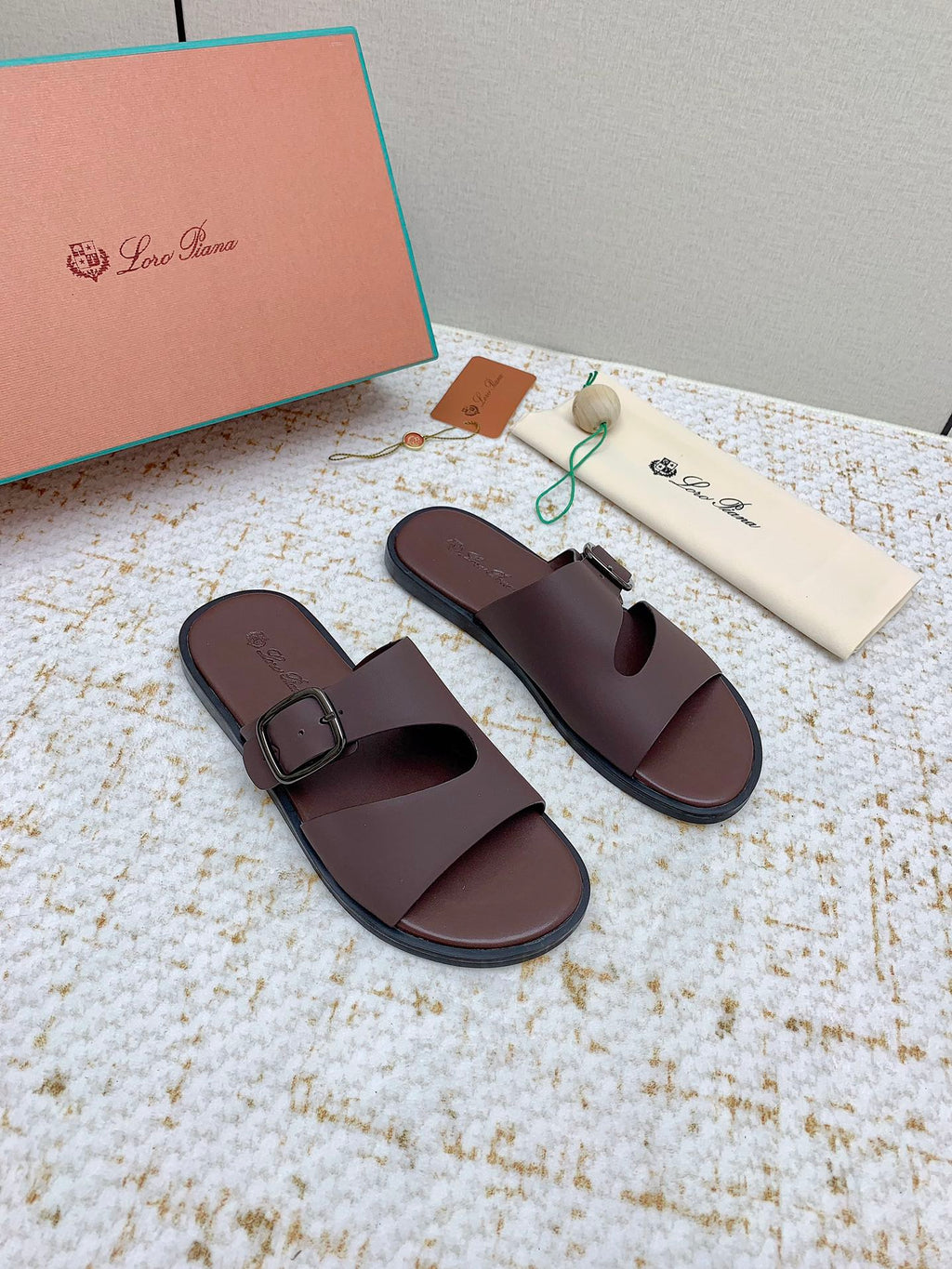 LP Men Sandals In Classic Brown Calfskin