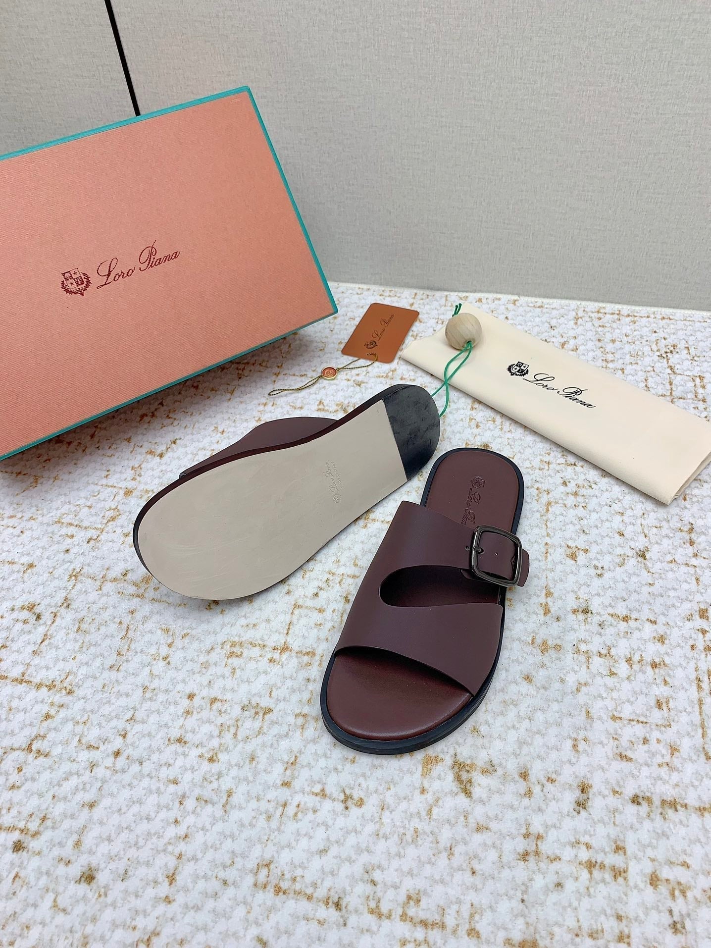 LP Men Sandals In Classic Brown Calfskin