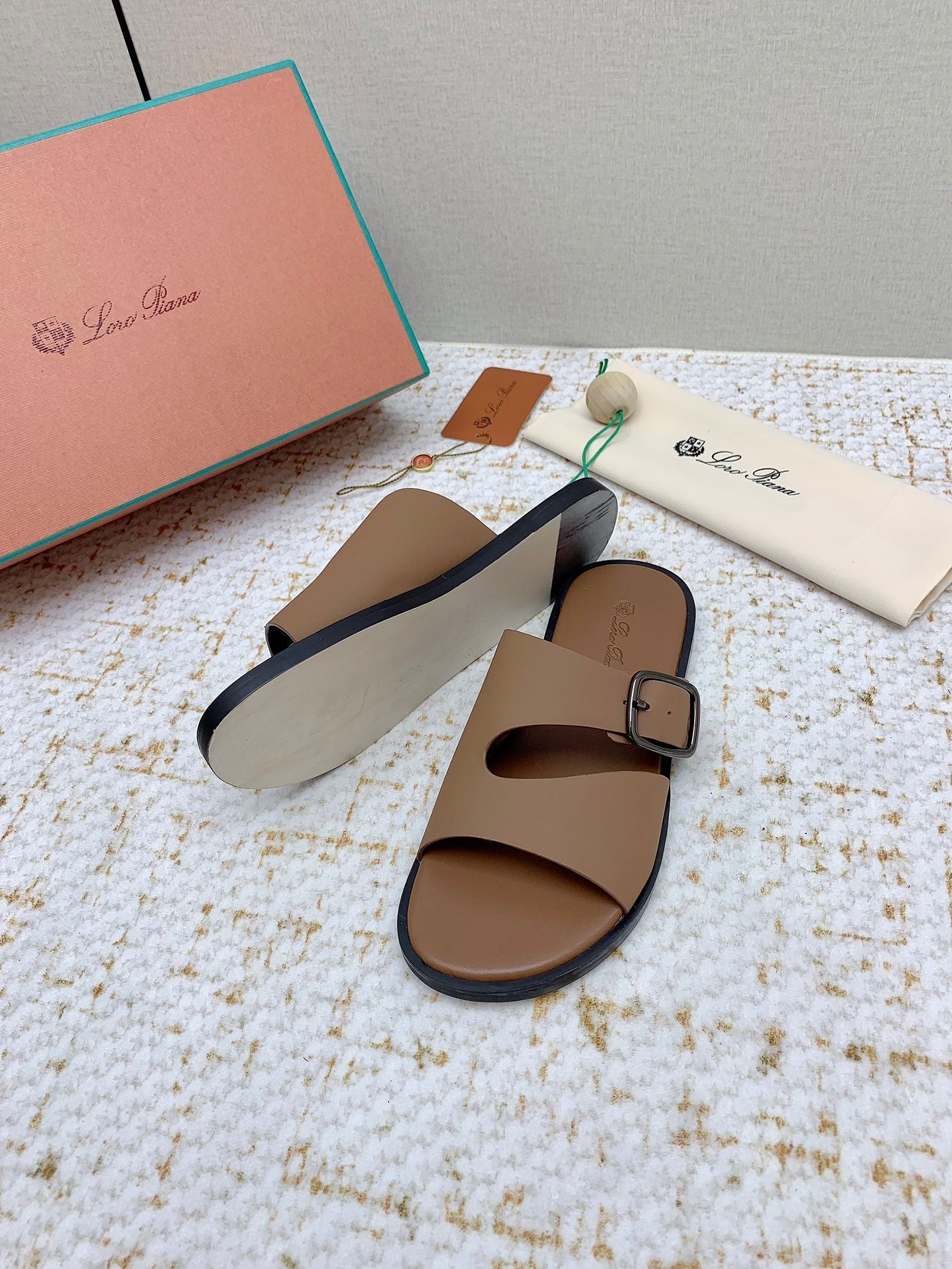 LP Men Sandals In Light Brown Calfskin