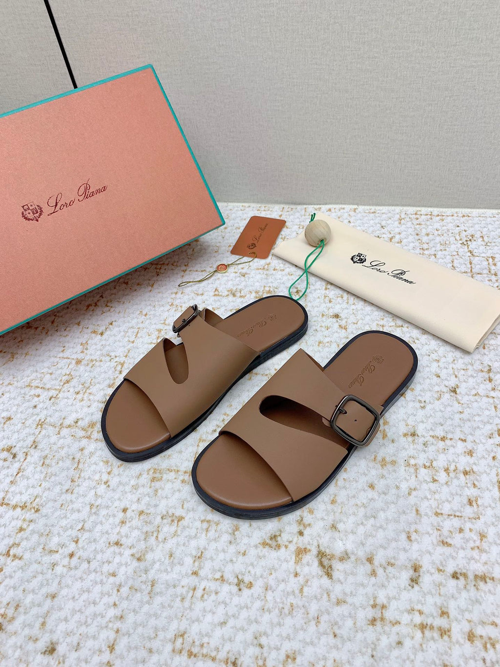 LP Men Sandals In Light Brown Calfskin
