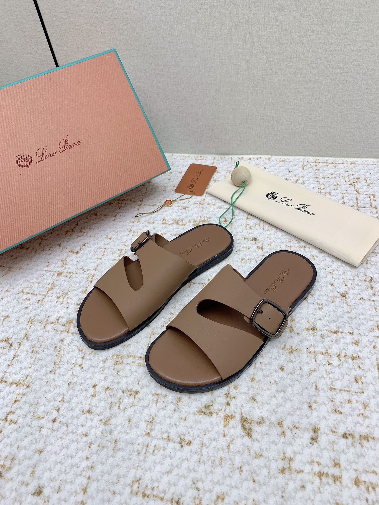 LP Men Sandals In Light Brown Calfskin
