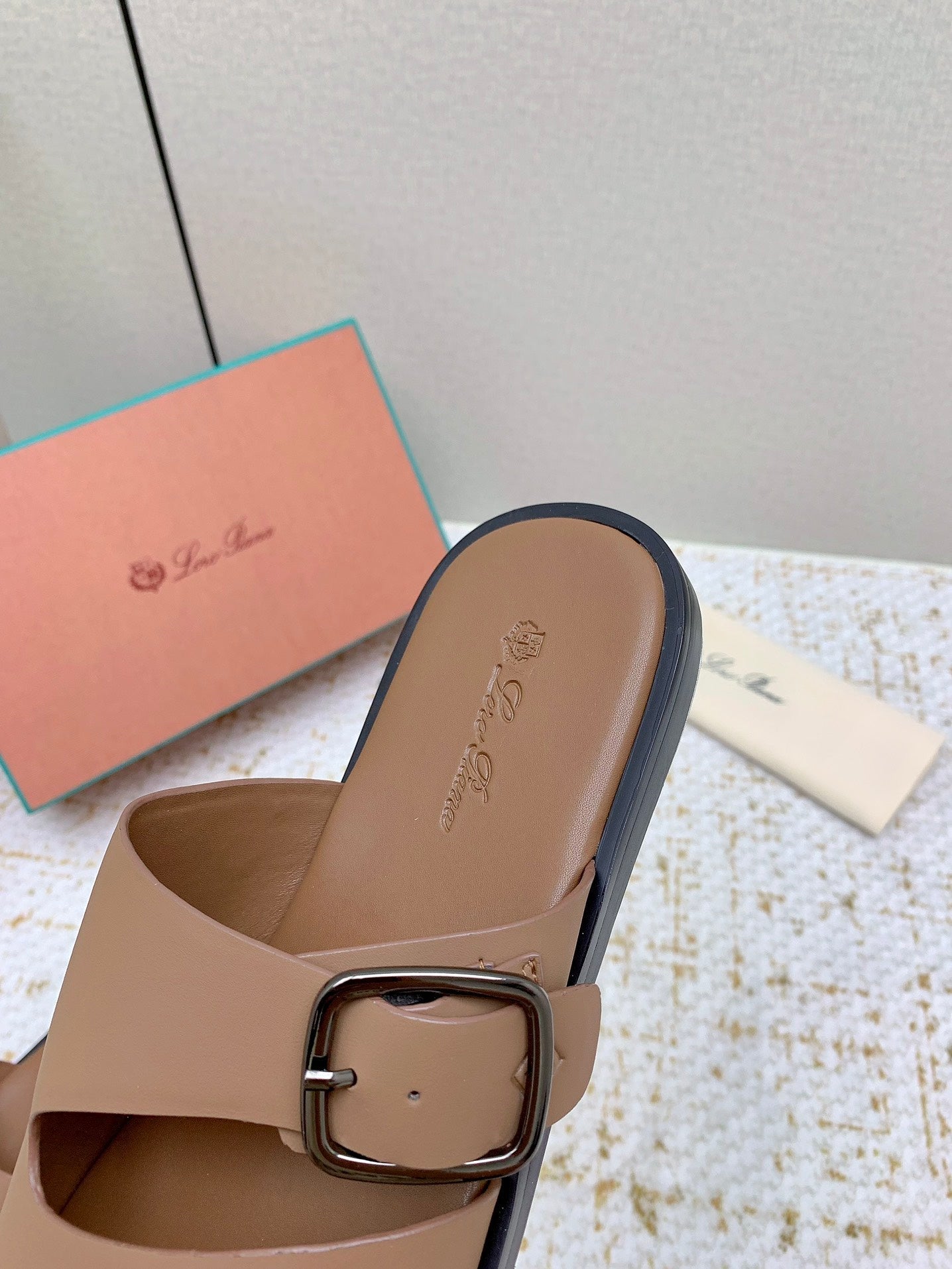 LP Men Sandals In Light Brown Calfskin
