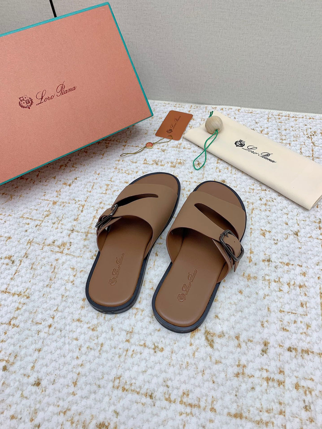 LP Men Sandals In Light Brown Calfskin