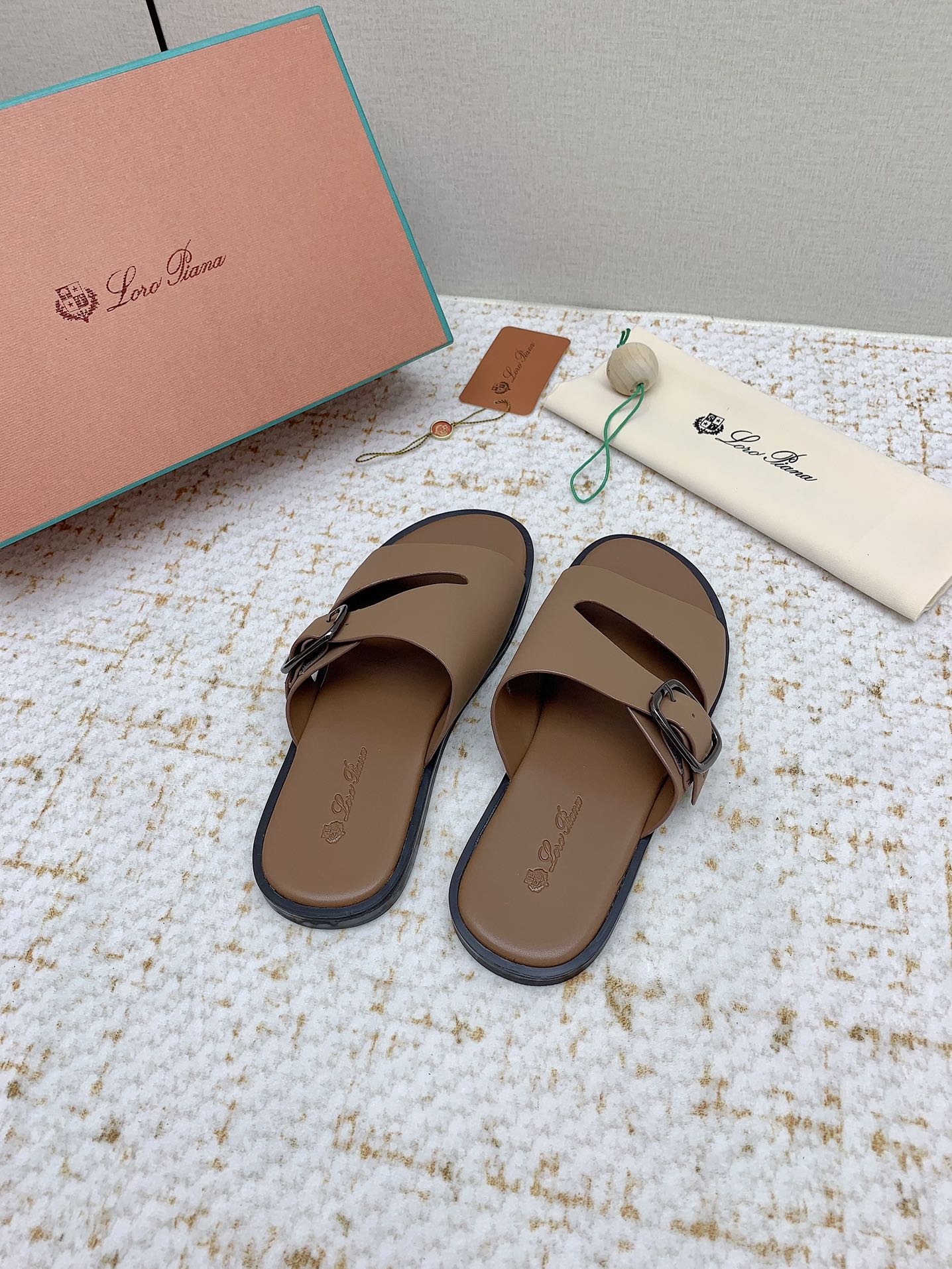 LP Men Sandals In Light Brown Calfskin