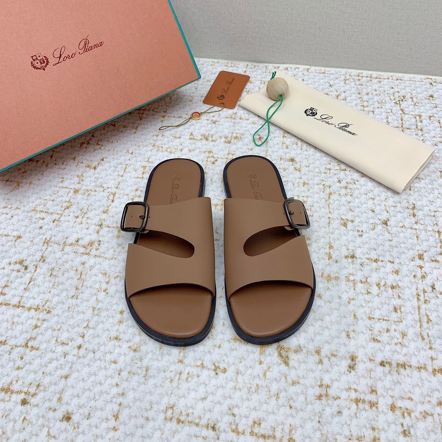 LP Men Sandals In Light Brown Calfskin