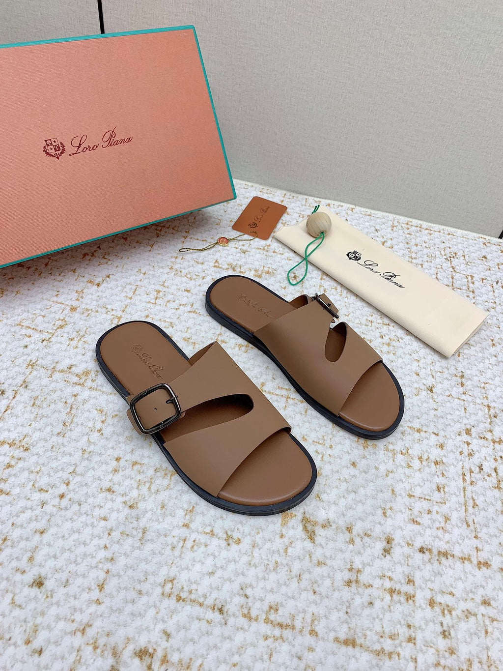 LP Men Sandals In Light Brown Calfskin