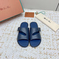 LP Men Sandals In Classic Blue Snake Embossed Calfskin