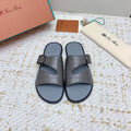 LP Men Sandals In Dark Gray Snake Embossed Calfskin