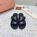 LP Men Sandals In Black Snake Embossed Calfskin