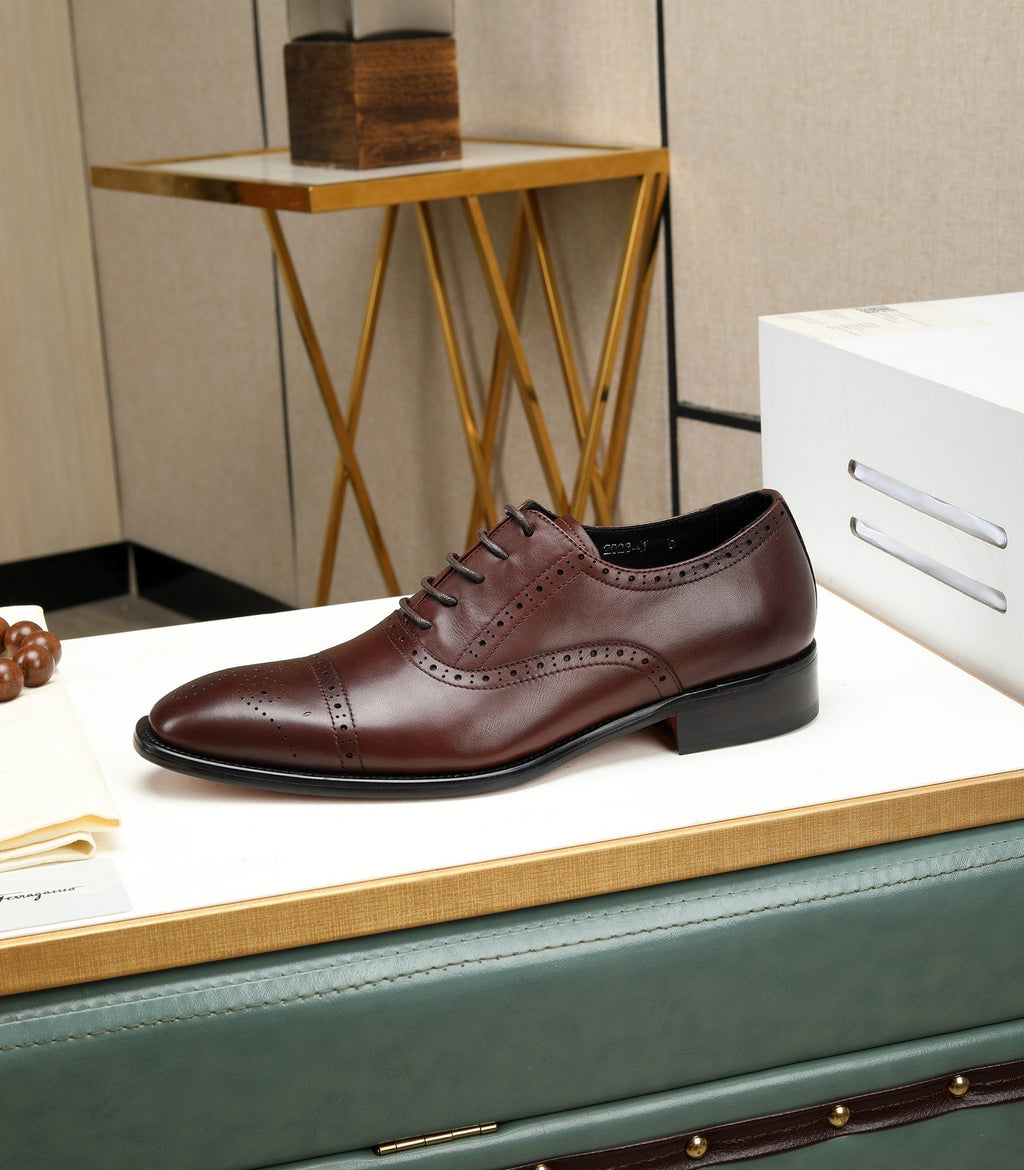 HM OXFORD LACE-UP RUSSET WITH PATTERN CALFSKIN