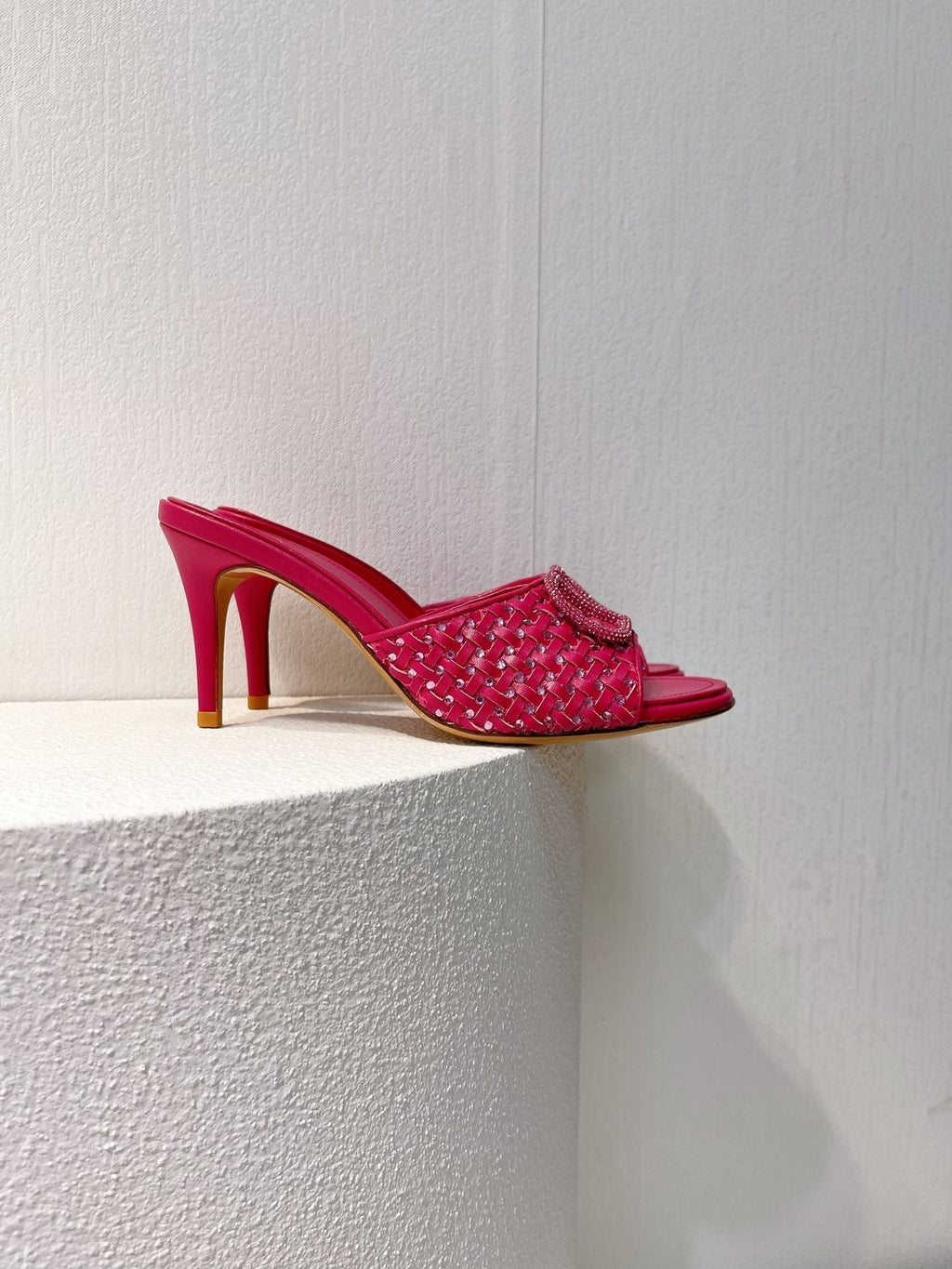 VT High Heeled Sandals Fuchsia Pink Sheepskin 292793
