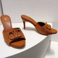 VT High Heeled Sandals Brown Sheepskin 292794