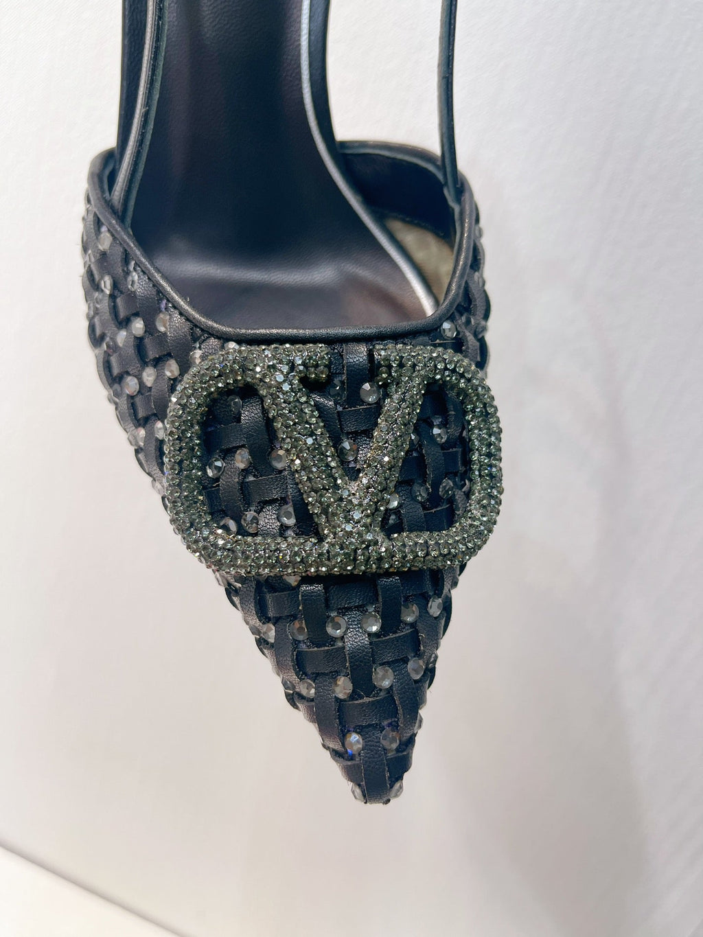 VT High Heeled Slingbacks Black Sheepskin 292799