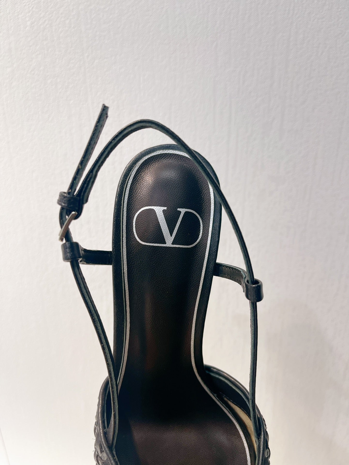 VT High Heeled Slingbacks Black Sheepskin 292799