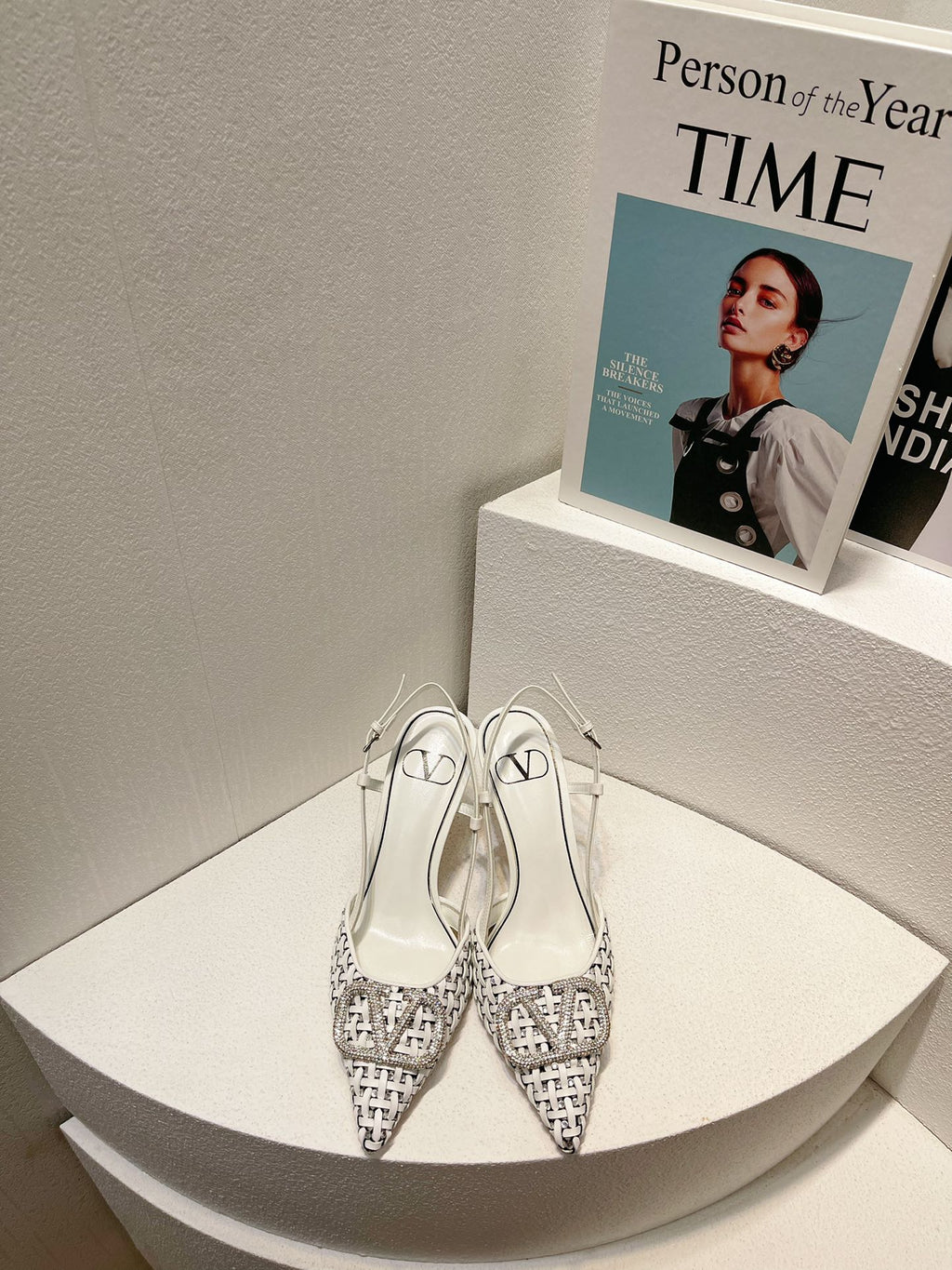 VT High Heeled Slingbacks White Sheepskin 292800