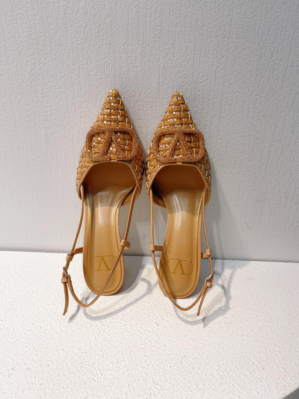 VT High Heeled Slingbacks Peru Brown Sheepskin 292801