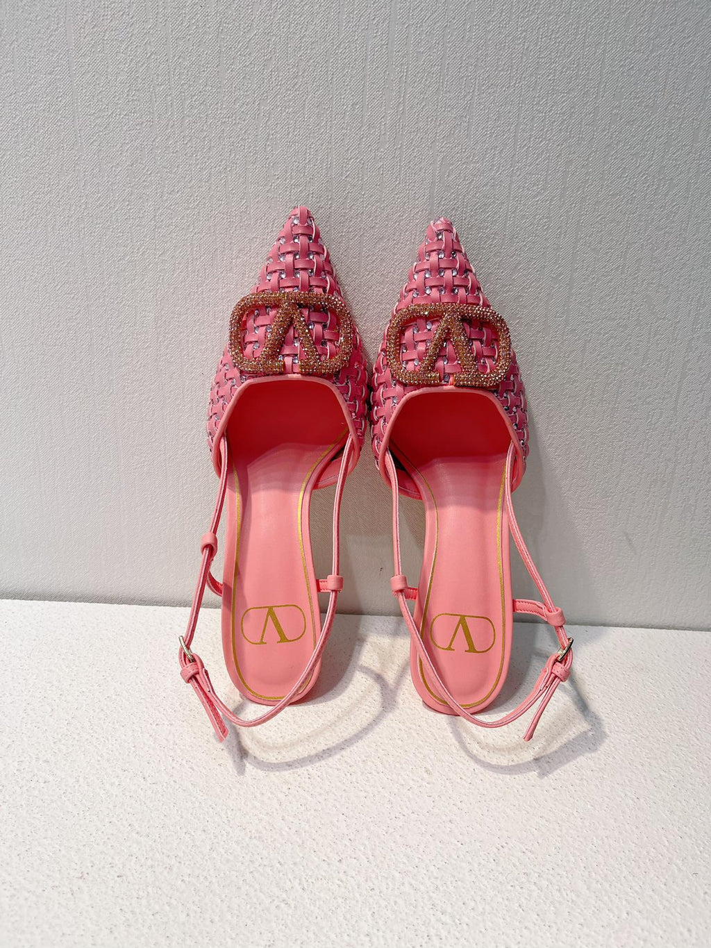 VT High Heeled Slingbacks Pink Sheepskin 292802