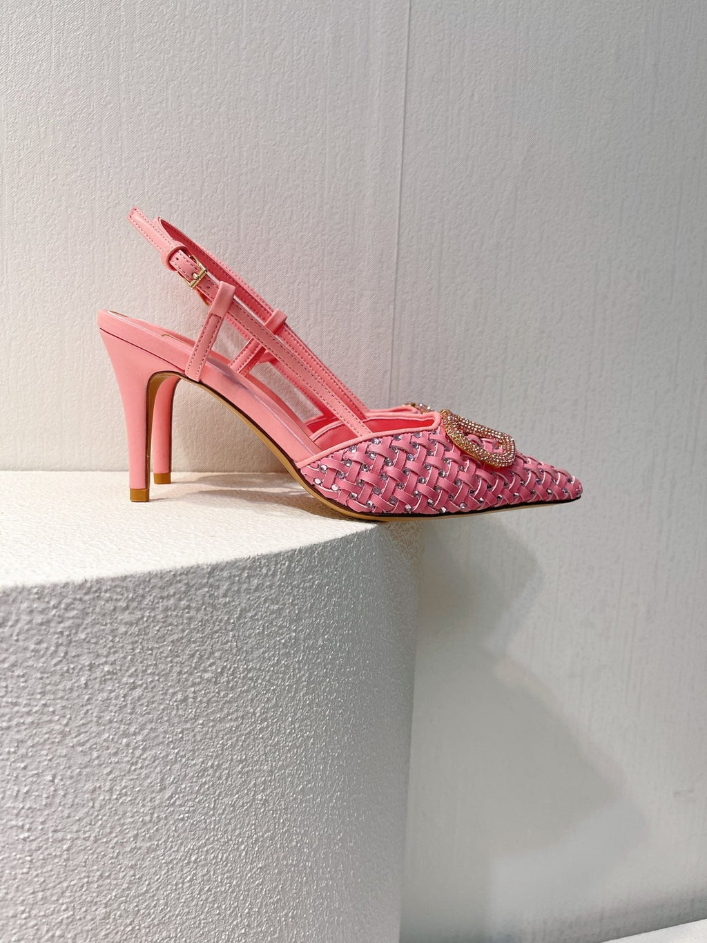 VT High Heeled Slingbacks Pink Sheepskin 292802