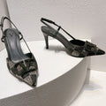 VT High Heeled Slingbacks Charcoal black Sheepskin 292824