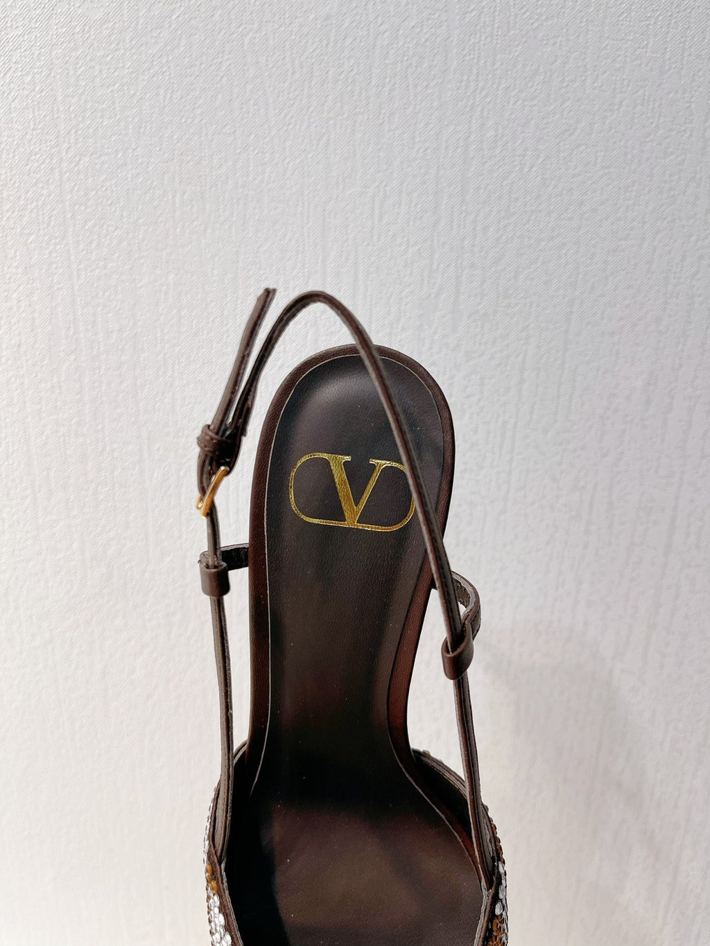 VT High Heeled Slingbacks Brown Chocolate Sheepskin 292826