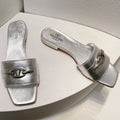 VT Moon Slides in Leather Silver Cowhide 292863