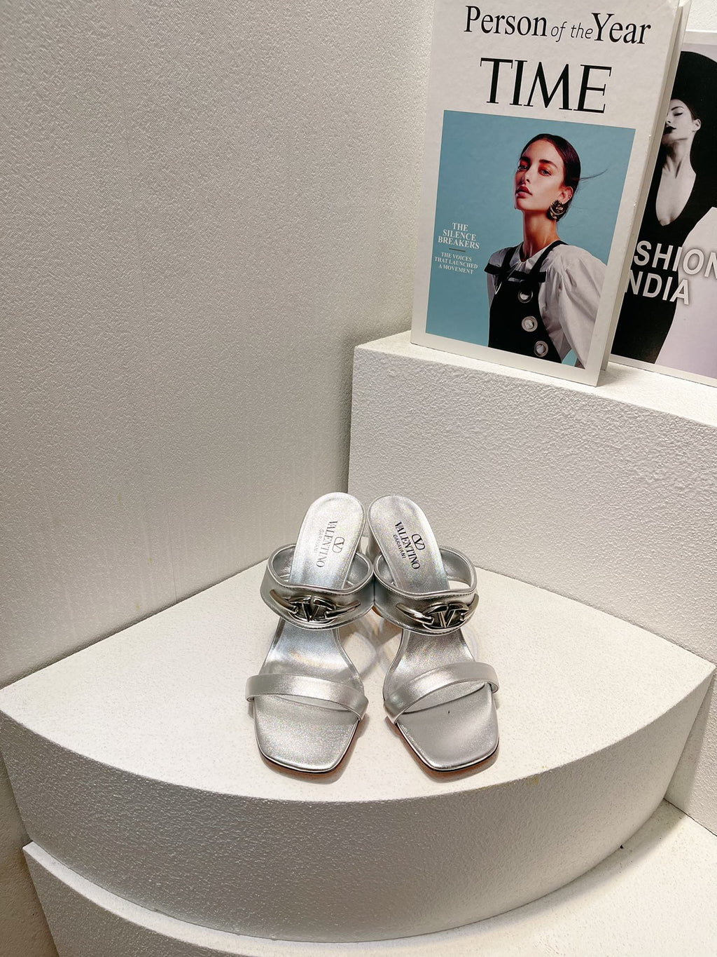 VT Heeled Sandal Silver Cowhide 292883