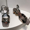 VT Sandals Heels 50mm Gray Cowhide 292776