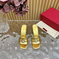 High Heel 70 Mule Sandal The Bold Edition Vlogo Square Toe Gold