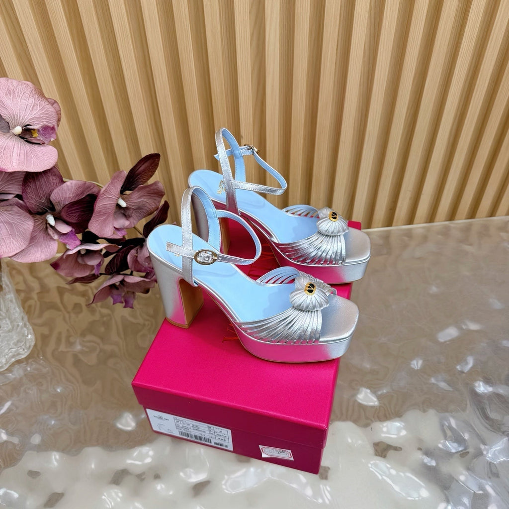 Valentino Royal Sandal 11.5cm Sliver Blue Leather 702271