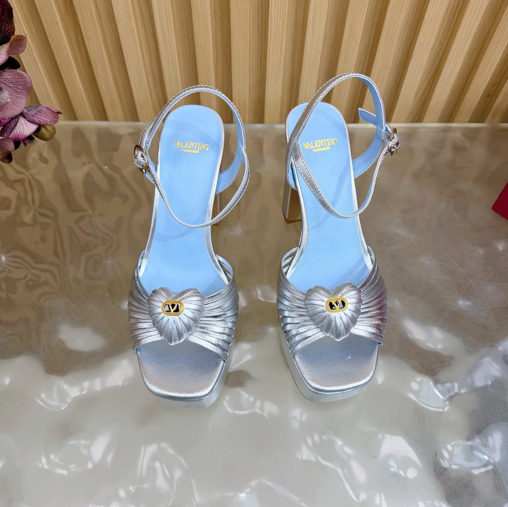 Valentino Royal Sandal 11.5cm Sliver Blue Leather 702271