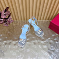 Valentino Royal Sandal 11.5cm Sliver Blue Leather 702271