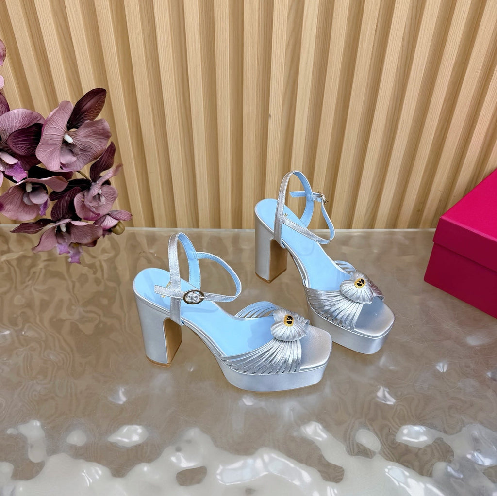 Valentino Royal Sandal 11.5cm Sliver Blue Leather 702271