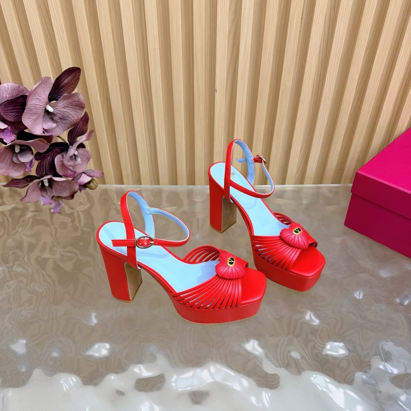 Valentino Royal Sandal 11.5cm Red Blue Leather 702274