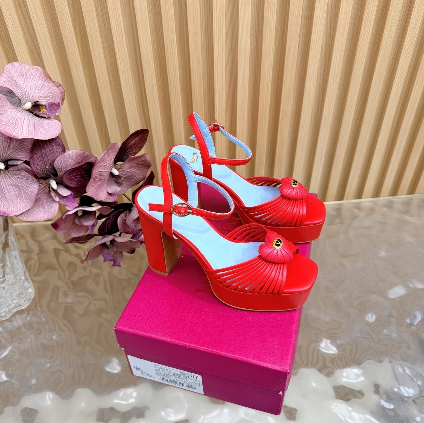 Valentino Royal Sandal 11.5cm Red Blue Leather 702274