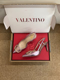 VL 26s High Heel Slingbacks In Metallic Pink Calfskin With Crystal