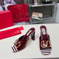 VT Vlogo High-Heeled Sandals 10.5cm Wine Red Leather 625760