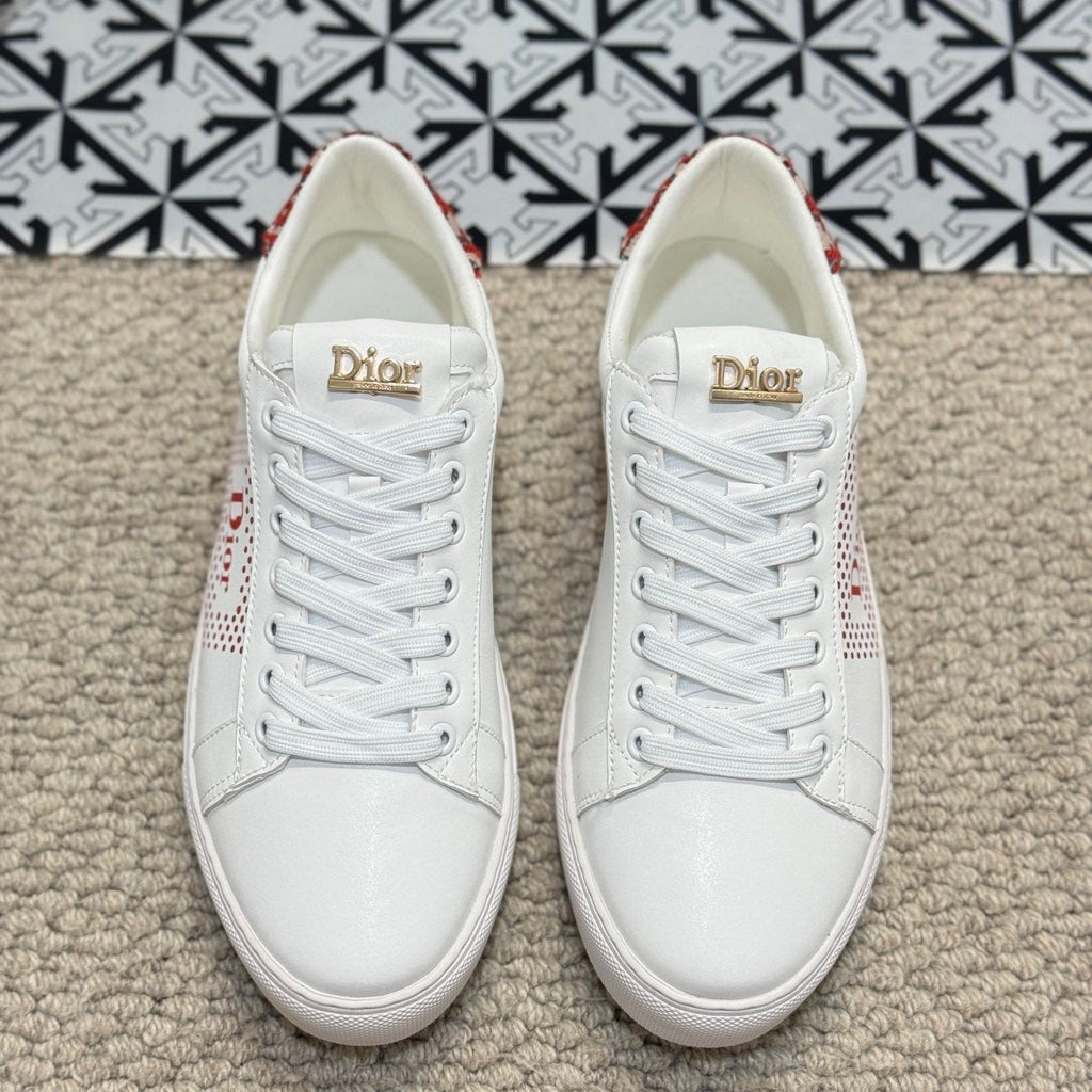 CD LOW TOP BASIC SNEAKER WHITE AND RED CALFSKIN