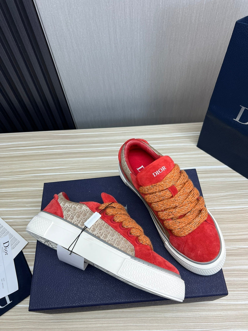CD B33 SNEAKER RED AND BROWN SUEDE