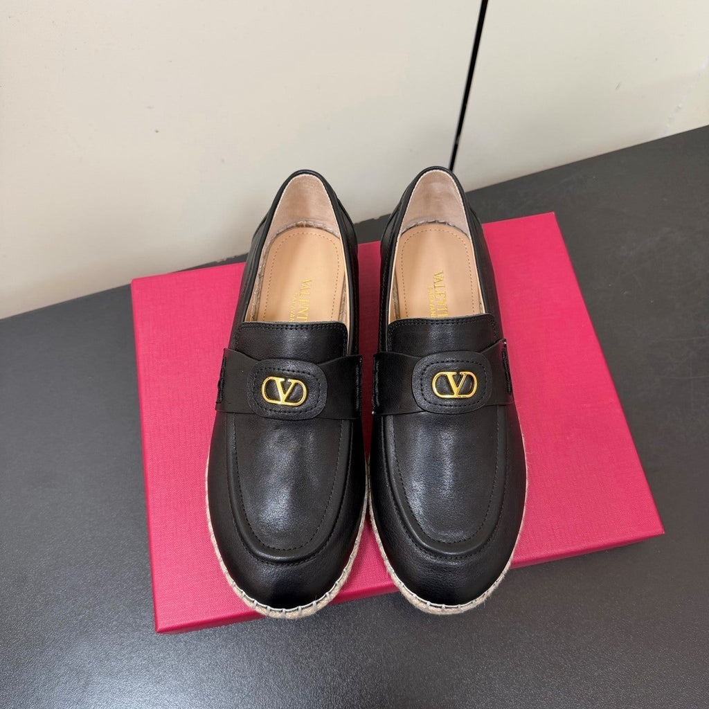 Valen Palm Avenue Loafer Black Raffia Calfskin 619036