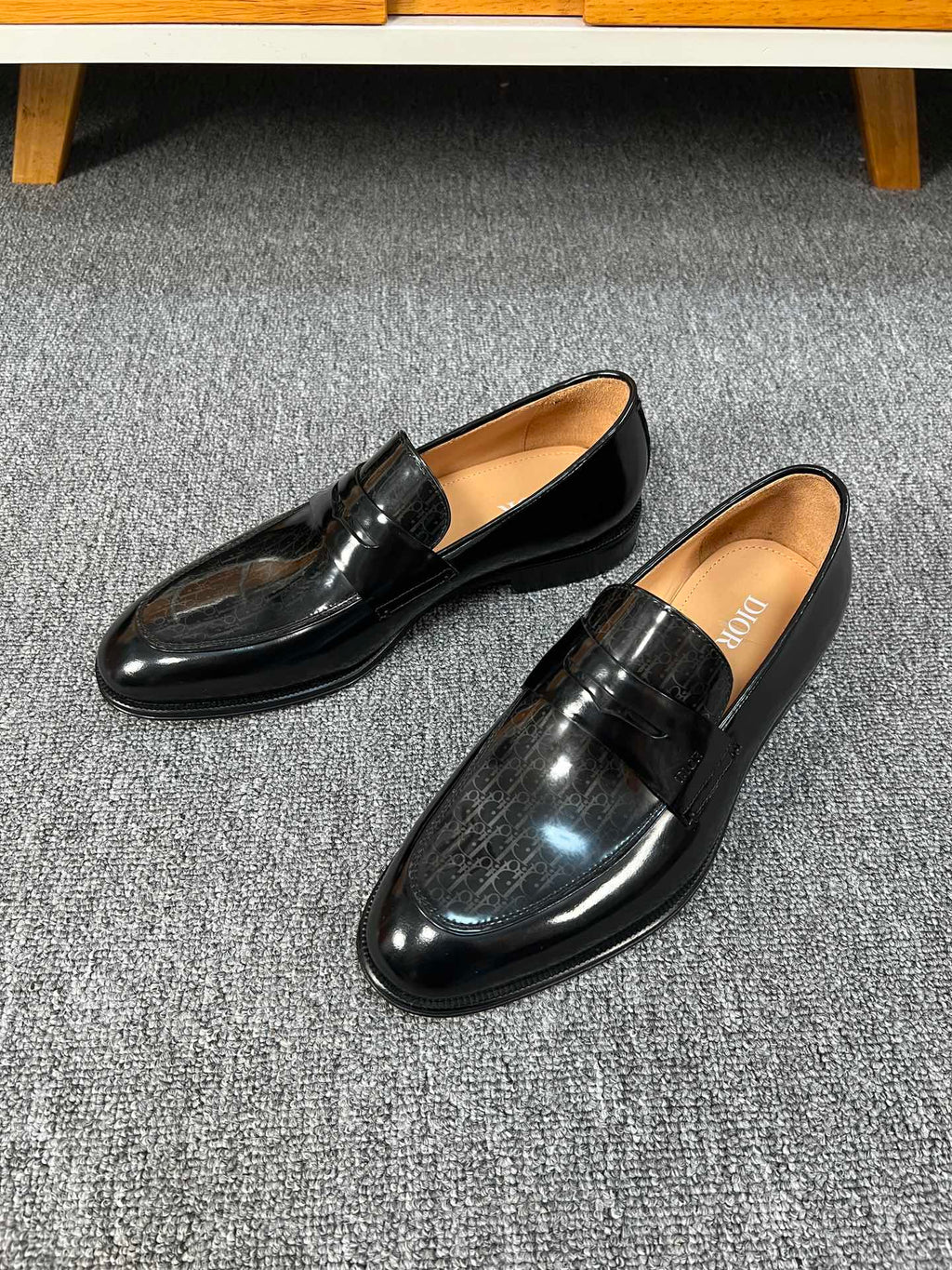 CD GRANVILLE LOAFER  GLOSSY BLACK MONOGRAM LAMBSKIN