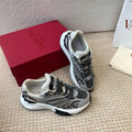 Valentino Sneaker 50mm In Black Mix Grey Blue Mesh Fabric And Cowhide 814272