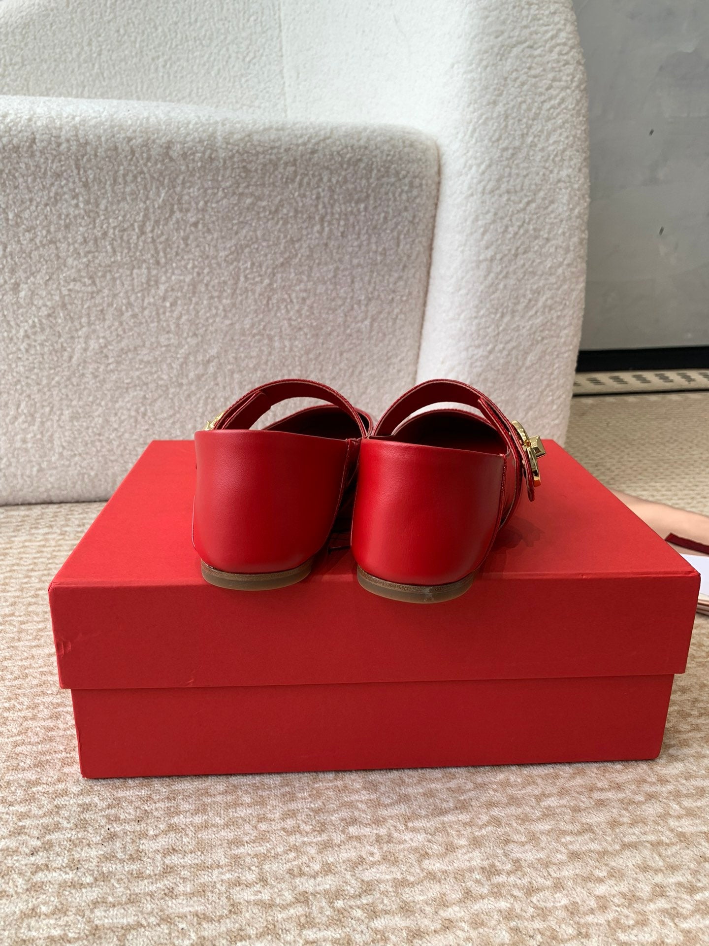 VL Locker Mary-Jane Ballerina In Crimson Red Calfskin