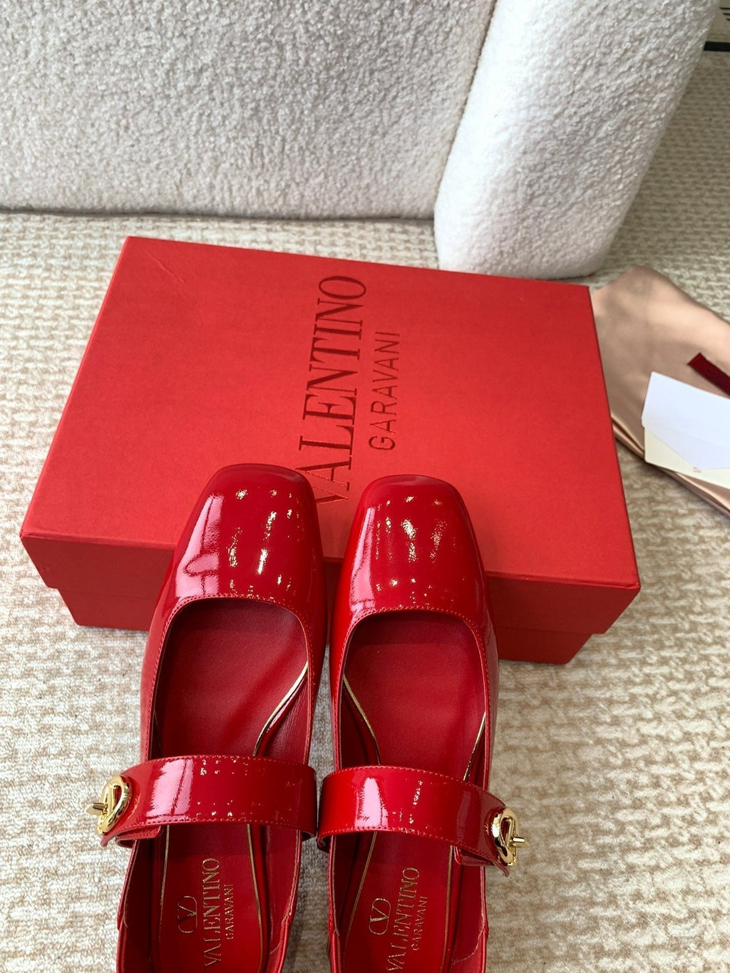 VL Locker Mary-Jane Ballerina In Crimson Red Calfskin