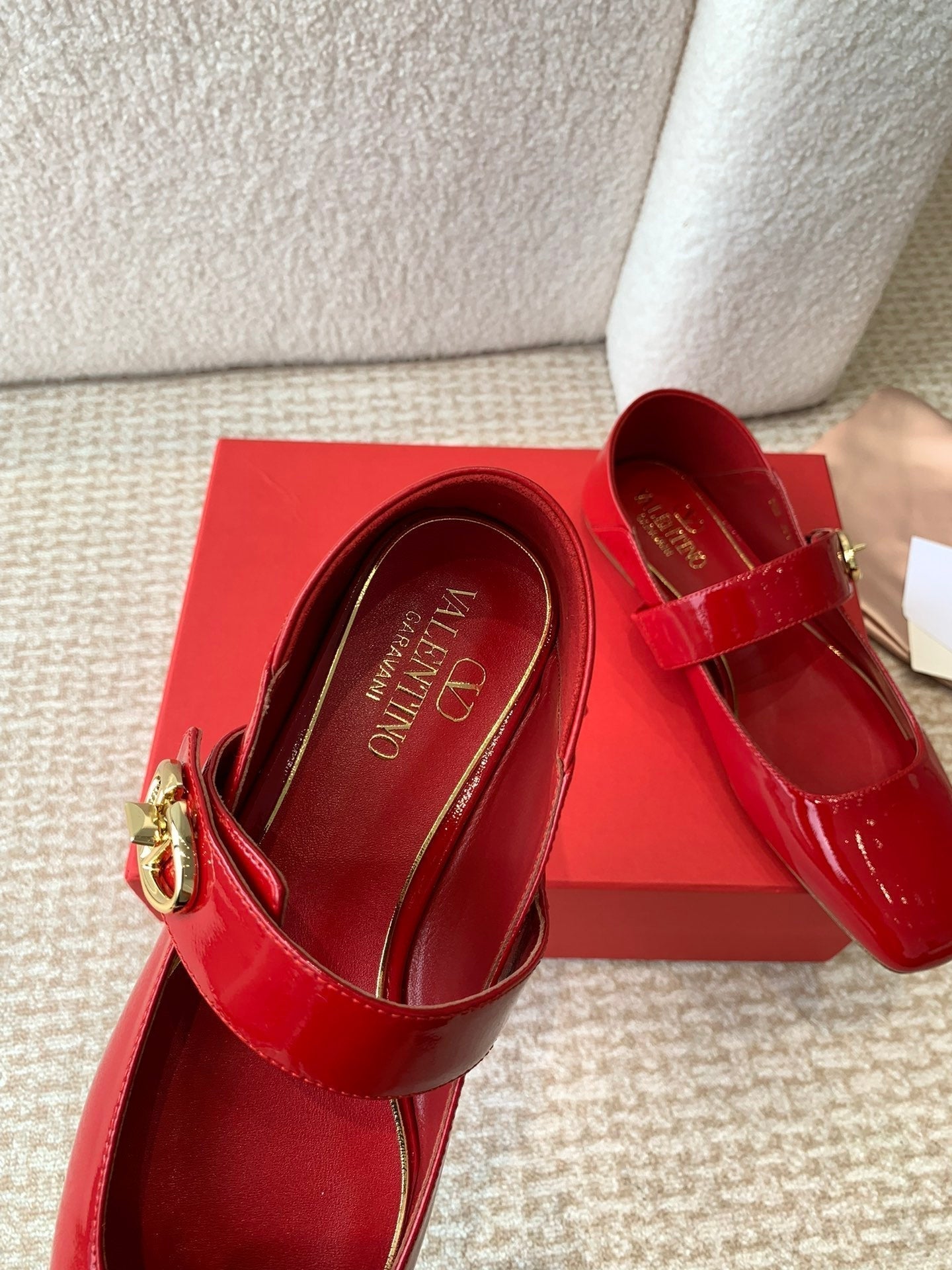VL Locker Mary-Jane Ballerina In Crimson Red Calfskin